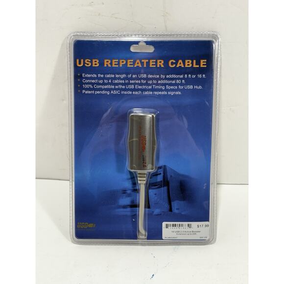 16' Ft USB 2.0 Extension Repeater Data Extension Cable Active Booster Up To 25ft - Picture 1 of 4